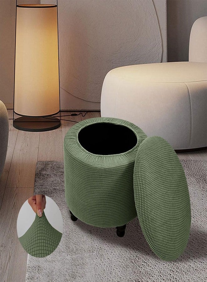 غطاء عثماني دائري من لوسينويرت، قابل للتمدد، ناعم، مناسب لتخزين القدمين، غطاء عثماني قابل للطي، غطاء كرسي قابل للطي، واقي أثاث، لون أخضر عسكري، ديكور منزلي - Image 2